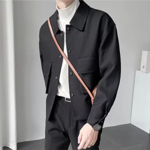 Áo Khoác Dạ Nam Đen Túi Hộp