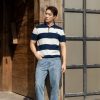 Áo Polo Dệt Kim By Cotton Thêu Ngựa Sọc Trắng - Xanh Đen